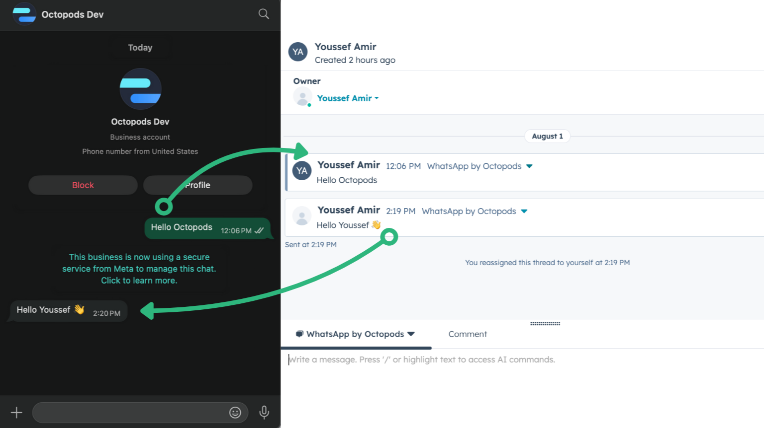 WhatsApp messages in HubSpot Inbox