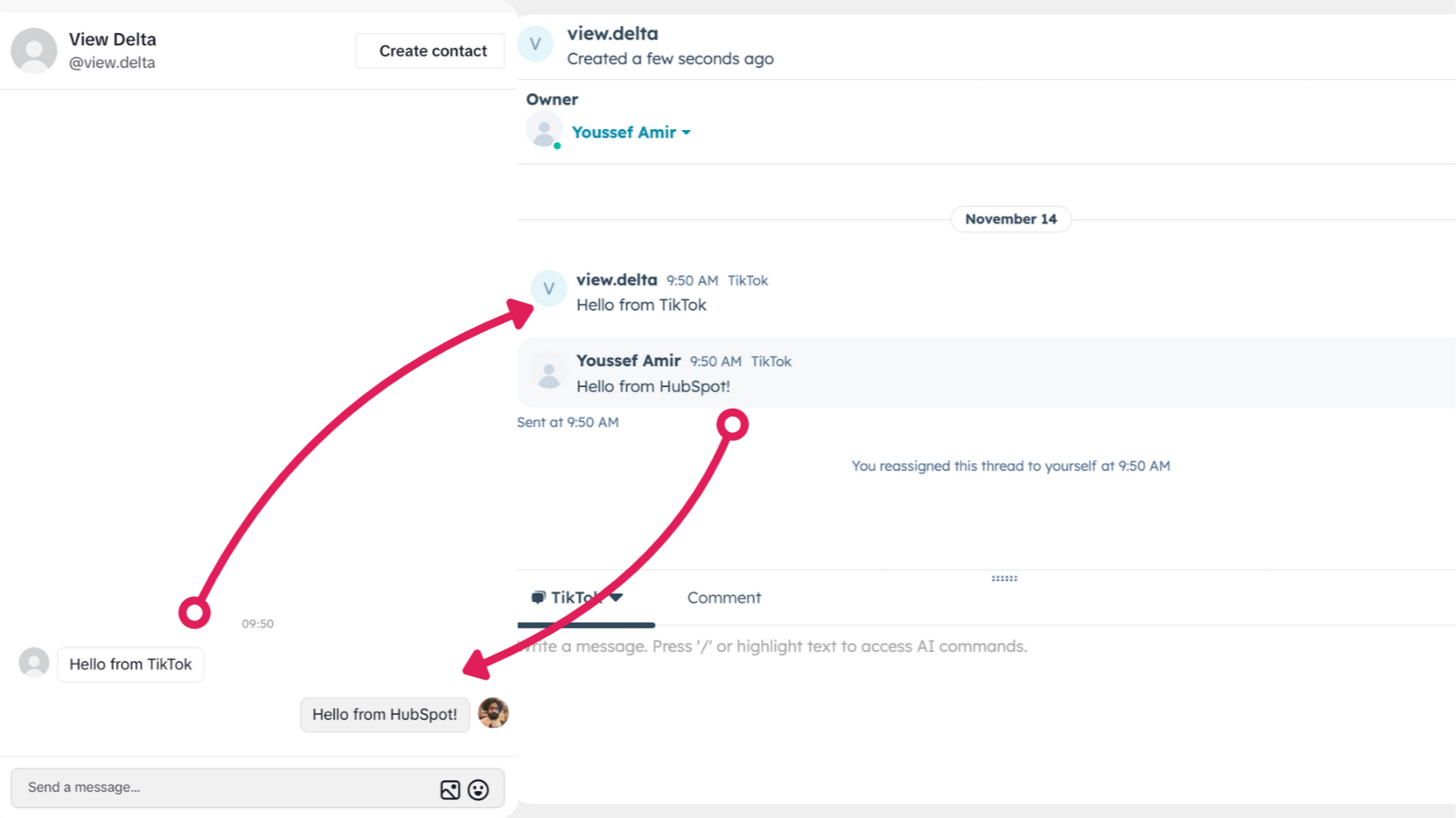 TikTok DMs in HubSpot Inbox