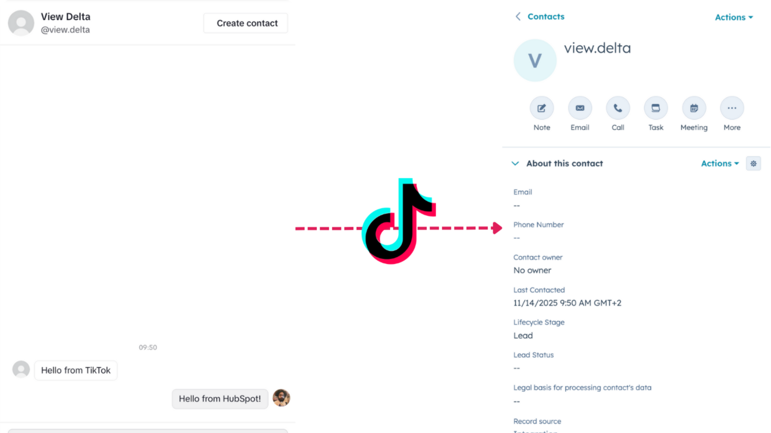 TikTok User to HubSpot Contact